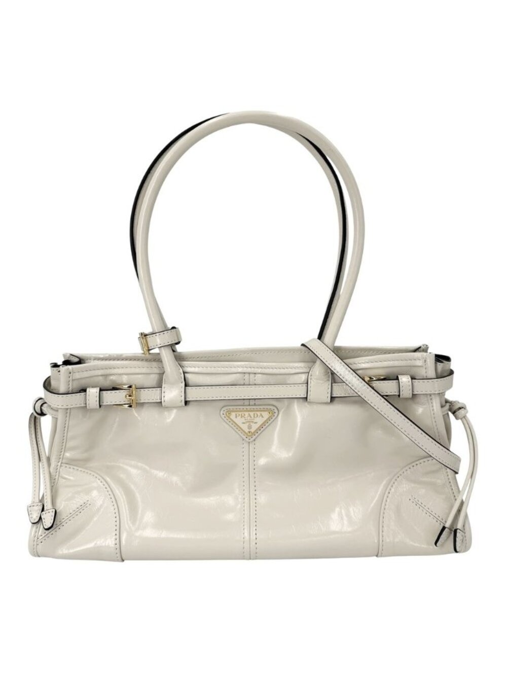 Prada 2-Way Bonnie Medium Shoulder Bag Crossbody Triangle Logo Tote Leather
